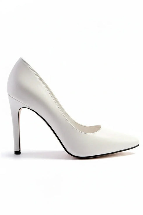 White Matte Drag Queen Pointed Toe Court Shoes – G-924