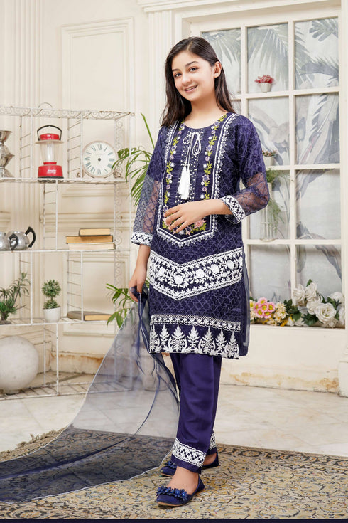 Lush Me & Mummy Embroidered Organza 3 Piece Suit L-136