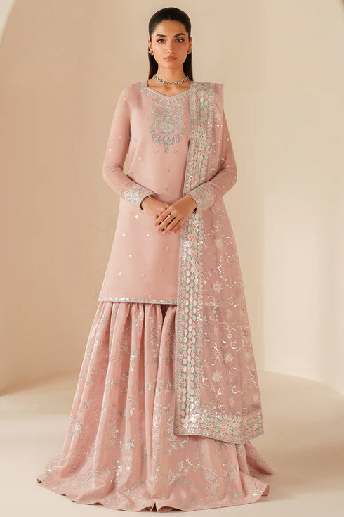 Farasha Embroidered Chiffon Suit Serene Petal