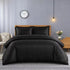 3 Piece Satin Stripe Duvet Cover Set with Pillowcases – Soft Breathable Hotel Style Bedding