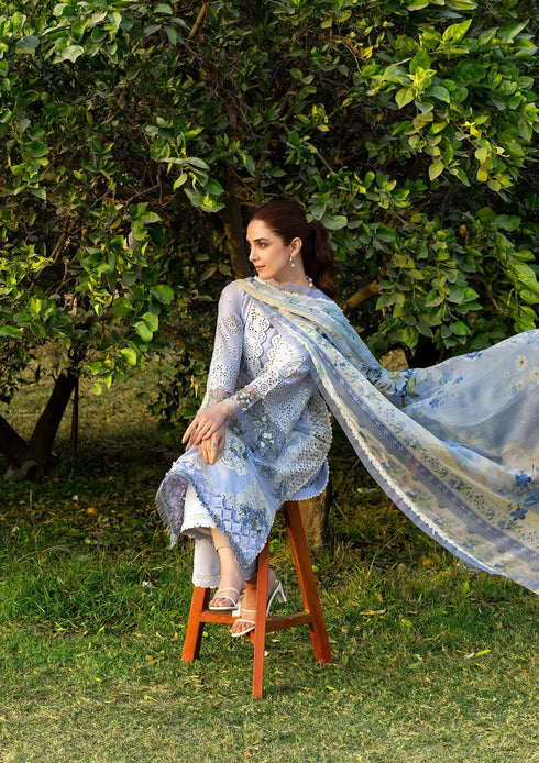 Elaf Embroiderd Lawn Suit ELY-12 SKY BLISS