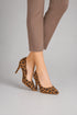 Womens Mid Heels Pointed Toe Party Court Shoes- Leopard Suede G-923-2