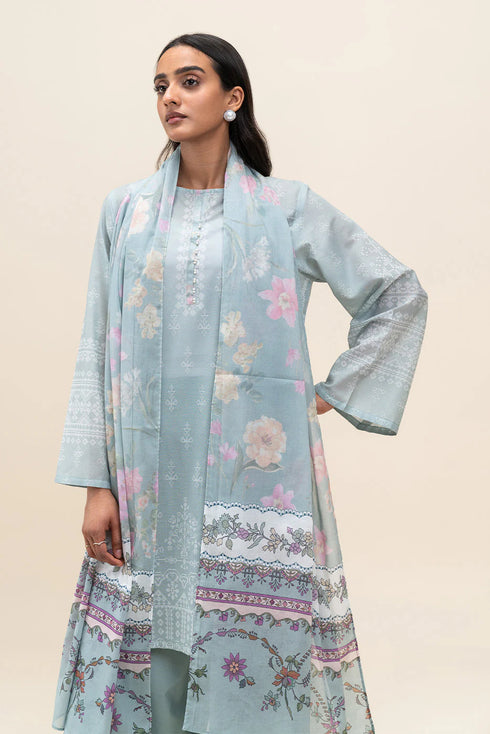 Beechtree Printed Blended Lawn Suit PISTACHIO ORCHID BT-09