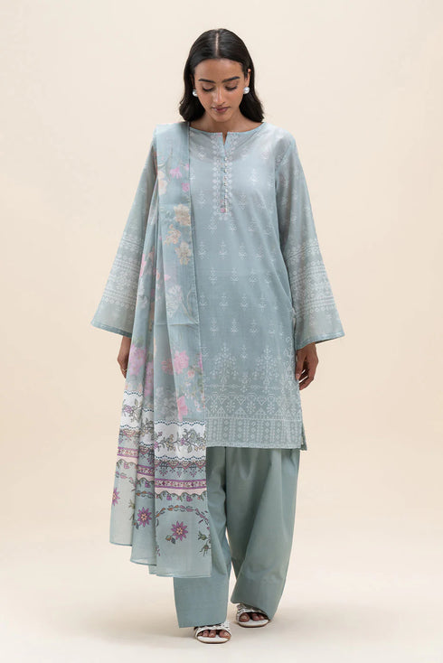 Beechtree Printed Blended Lawn Suit PISTACHIO ORCHID BT-09