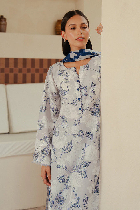 Beechtree Printed Blended Lawn Suit PEARL BLUE BT-12