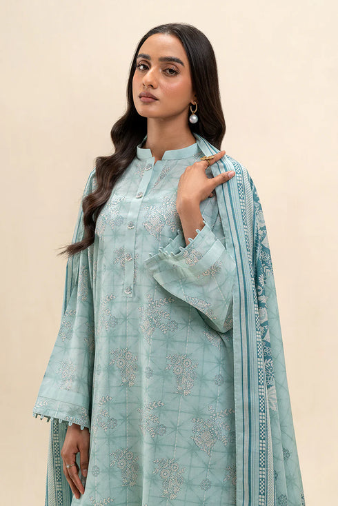 Beechtree Printed Blended Lawn Suit TURQUOISE GRACE BT-05