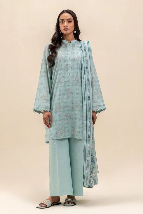 Beechtree Printed Blended Lawn Suit TURQUOISE GRACE BT-05