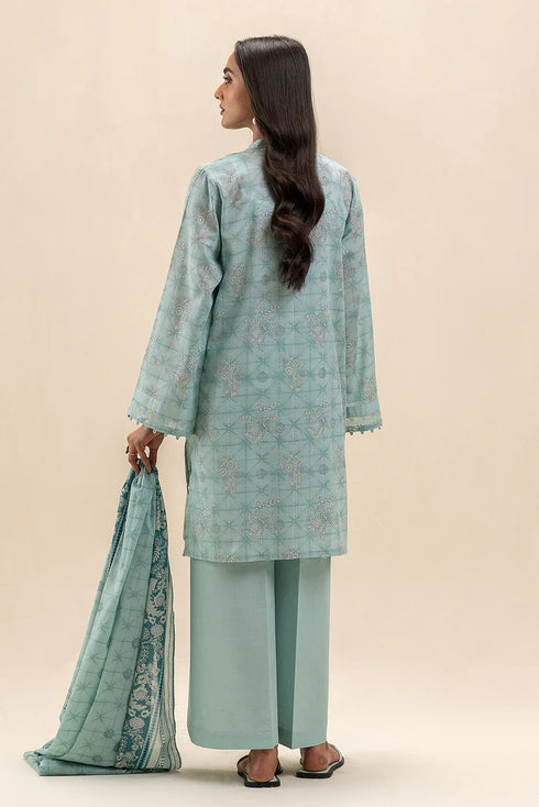 Beechtree Printed Blended Lawn Suit TURQUOISE GRACE BT-05