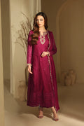 Azure Embroidered Net Suit Berry Royale