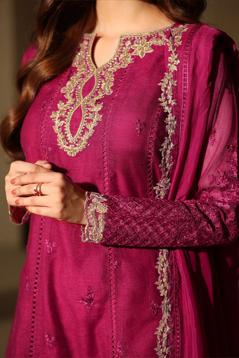 Azure Embroidered Net Suit Berry Royale