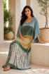 Blue-Gray Women’s Printed Cotton Kaftan Maxi Dress – Loose Beach and Swimwear Cover-Up