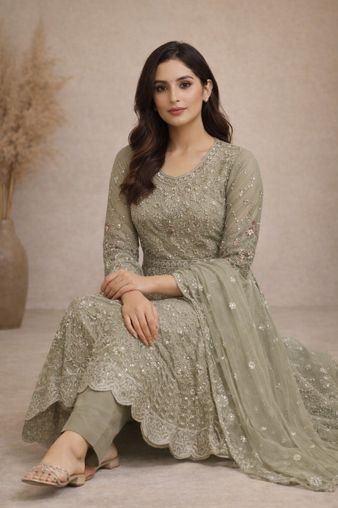 Baba Posh Embroidered Chiffon Maxi Suit with Sequins & Stone Work BP-02