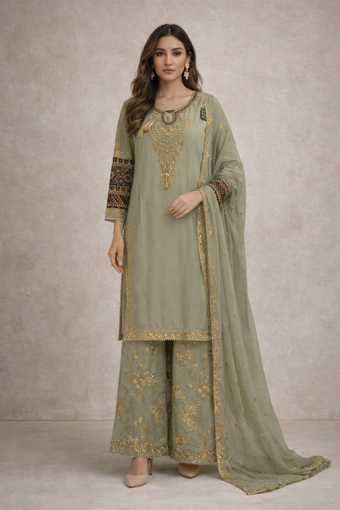 Baba Posh Embroidered Chiffon 3PC Suit BP-10
