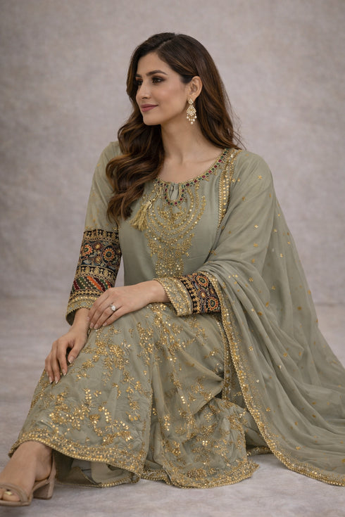 Baba Posh Embroidered Chiffon 3PC Suit BP-10