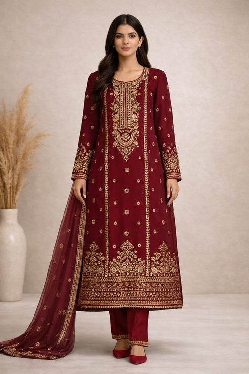 Baba Posh Embroidered Chiffon 3PC Suit BP-12