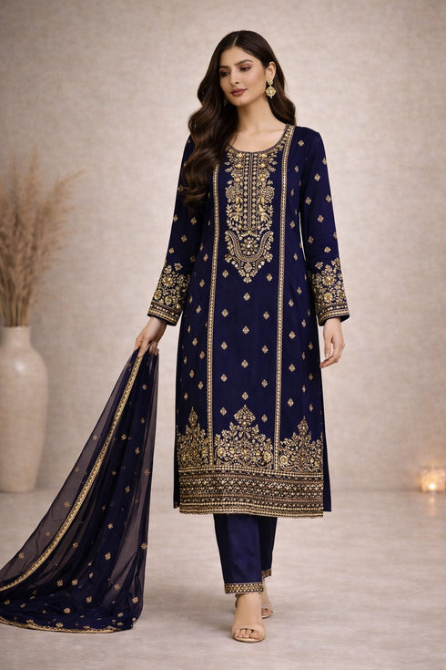 Baba Posh Embroidered Chiffon 3PC Suit BP-13
