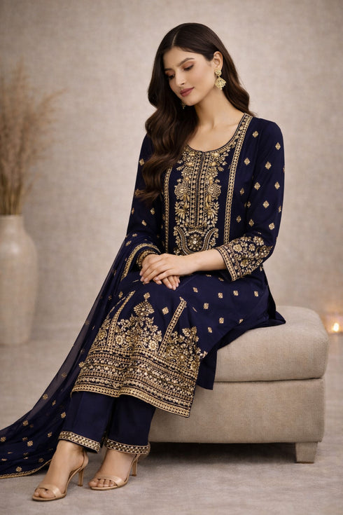 Baba Posh Embroidered Chiffon 3PC Suit BP-13