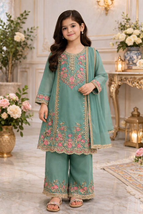 Baba Posh Girls Embroidered chiffon 3PC Suit BPG-03