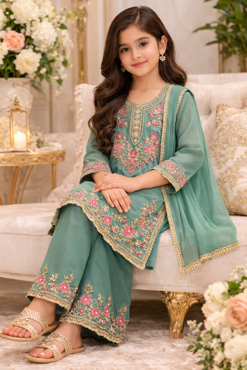 Baba Posh Girls Embroidered chiffon 3PC Suit BPG-03