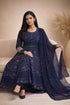 Baba Posh Navy Blue Embroidered Chiffon Maxi Suit with Sequins & Stone Work BP-01