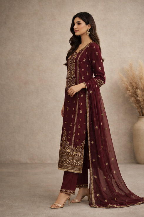 Baba Posh Embroidered Chiffon 3PC Suit BP-12