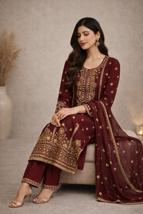 Baba Posh Embroidered Chiffon 3PC Suit BP-12