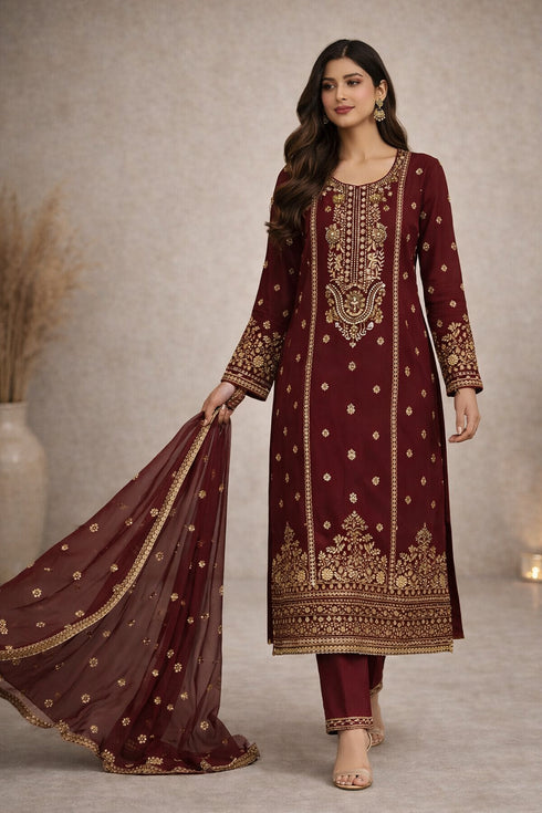 Baba Posh Embroidered Chiffon 3PC Suit BP-12