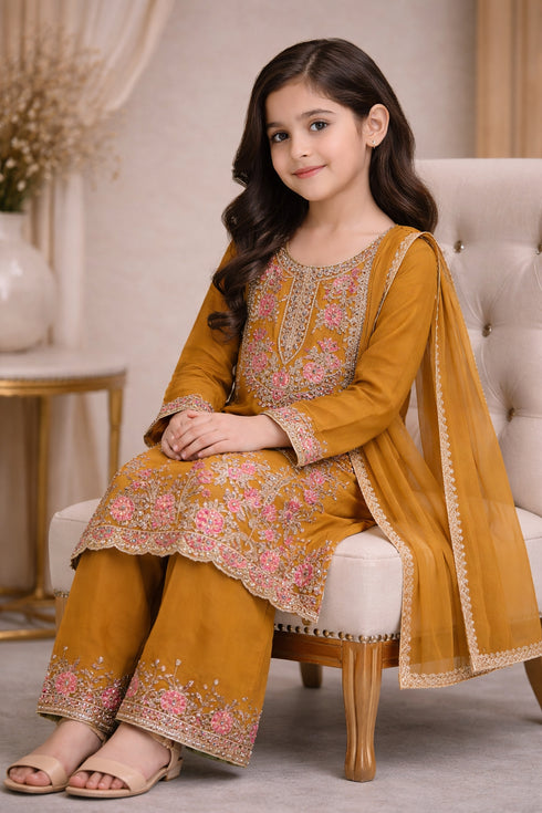 Baba Posh Girls Embroidered chiffon 3PC Suit BPG-01