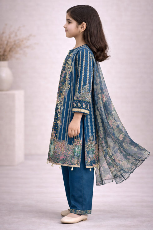 Girls Digital Printed Silk 3PC Suit SMG-02