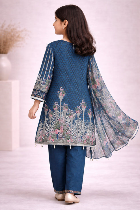 Girls Digital Printed Silk 3PC Suit SMG-02