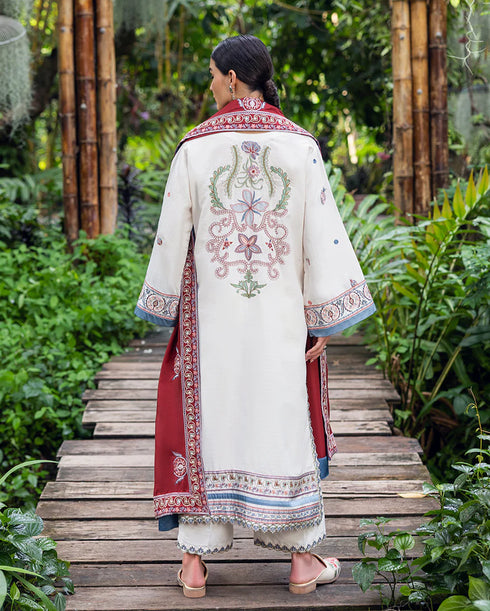 Mushq Embroidered Karandi Suit Coper Blaze
