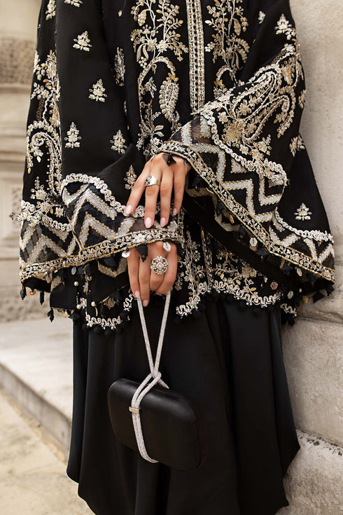 Maria B Embroidered Raw Silk Suit WF-09-03-Black