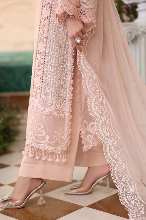Maria B 3 Piece Embroidered Chiffon Suit MPC-26-104-Peach Pink