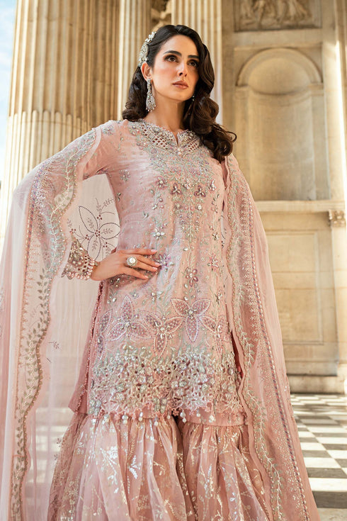 Maria B Embroidered Raw Silk Suit WF-09-05-Nude Pink