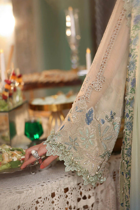 Maria B 3 Piece Embroidered Chiffon Suit MPC-26-105-Pistachio Green