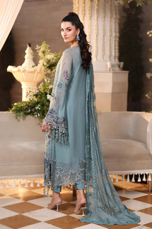 Maria B 3 Piece Embroidered Chiffon Suit MPC-26-106-Slate Blue