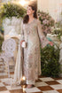 Maria B 3 Piece Embroidered Chiffon Suit MPC-26-107-Ivory Beige