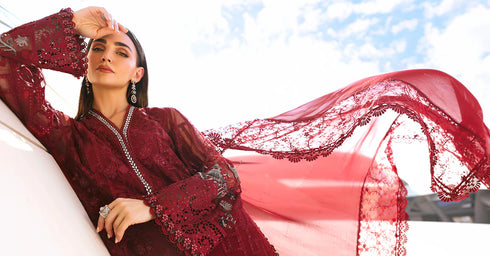 Maria B 3 Piece Embroidered Net Suit D-2607-A