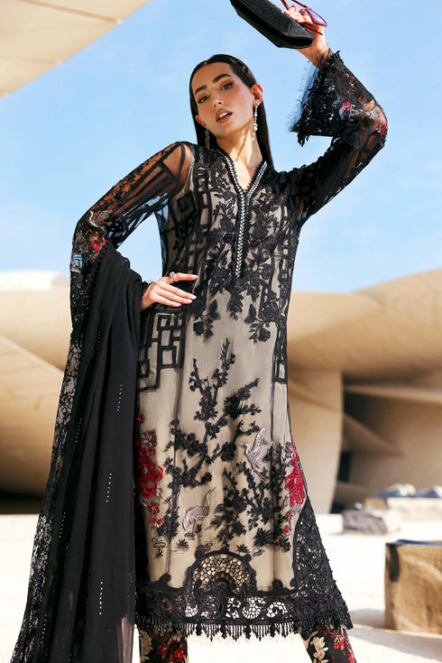 Maria B 3 Piece Embroidered Net Suit D-2607-B