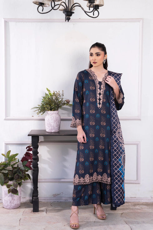Raniya Embroidered Dhanak 3 Piece Suit RH-03