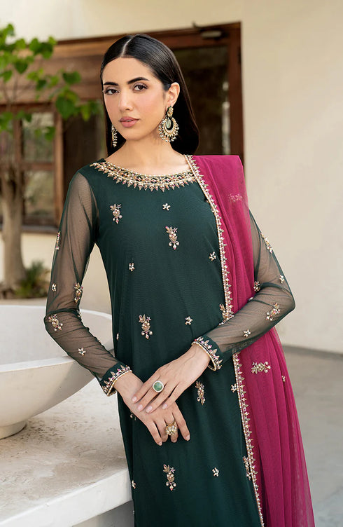 Zarif Embroidered Net Suit HW-03 RAYA