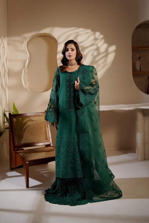 Maryams Embroidered Organza Suit M-1403