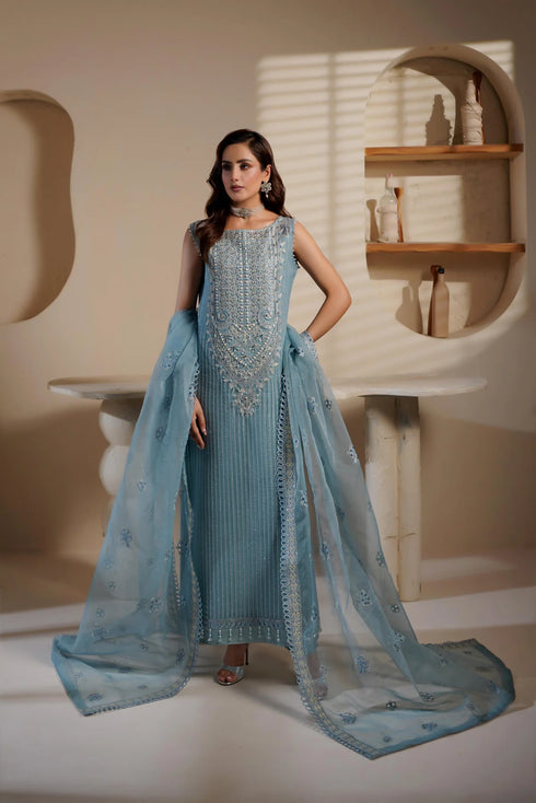 Maryams Embroidered Organza Suit M-1405