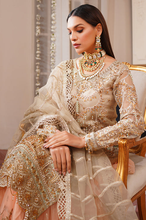 Maryams Embroidered Organza 3 Piece Suit M-104