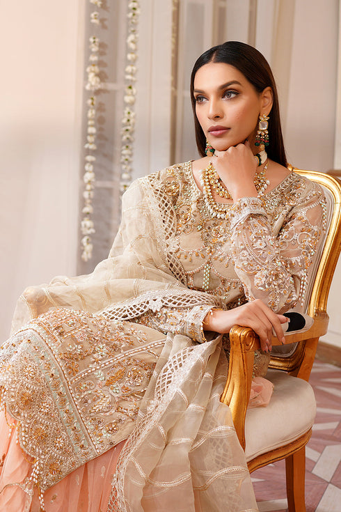 Maryams Embroidered Organza 3 Piece Suit M-104