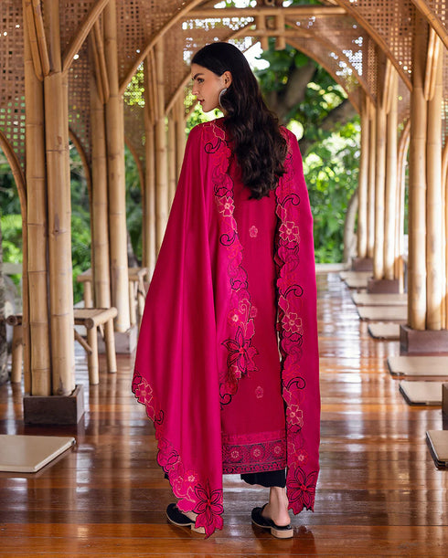 Mushq Embroidered Karandi Suit Darling Bloom