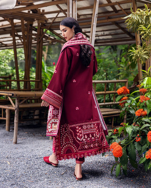 Mushq Embroidered Karandi Suit Emerald Glimmer