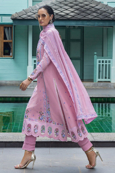 Mushq Embroidered Raw Silk Suit Leore