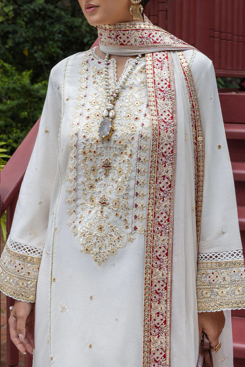 Mushq Embroidered Raw Silk Suit Elnaz
