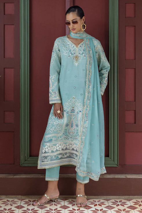 Mushq Embroidered Raw Silk Suit Freyelle